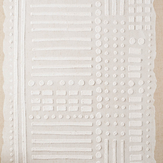 Inga White and Natural Abstract Design Linen Canvas with Elm Effect Frame