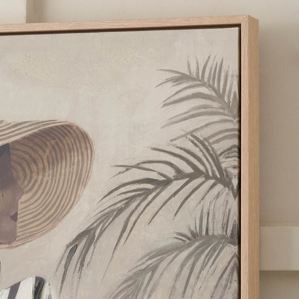 Isadora Striped Dress Lady Design Canvas with Natural Frame
