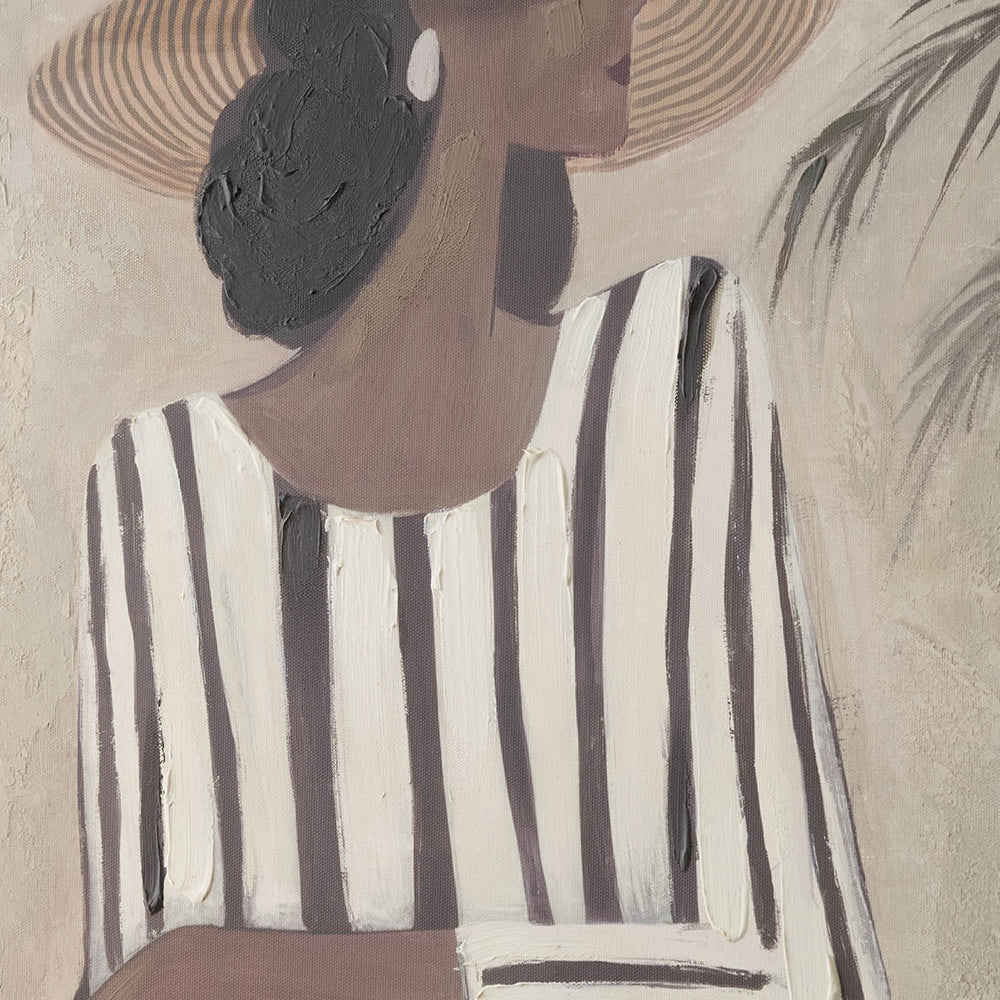 Isadora Striped Dress Lady Design Canvas with Natural Frame