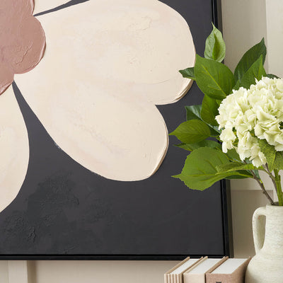 Azaria Brown and Natural Large Flower Design Canvas with Black Frame