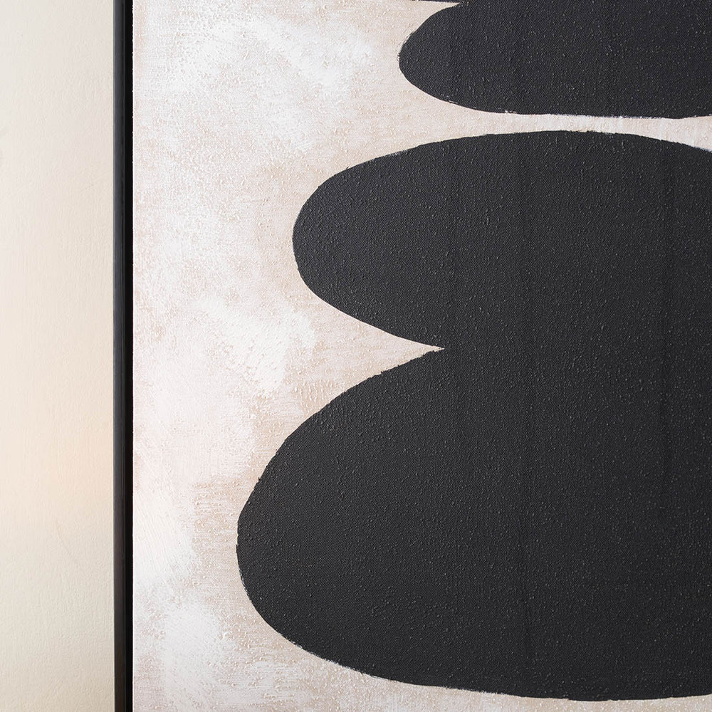 Eben Black and Natural Stone Design Canvas with Black Frame