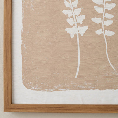 Farnham Green and Natural Fern Canvas with Natural Frames S/2
