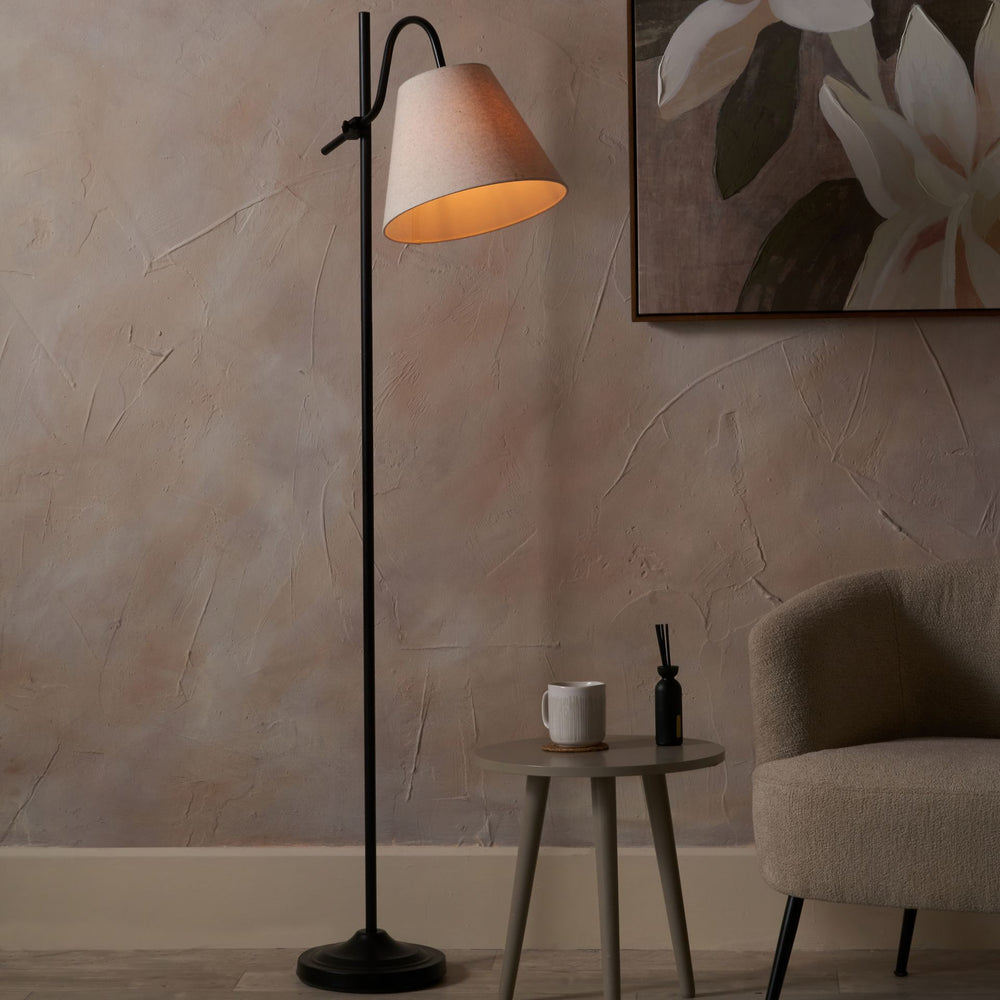 Sorrel Black Metal Curved Arm Floor Lamp