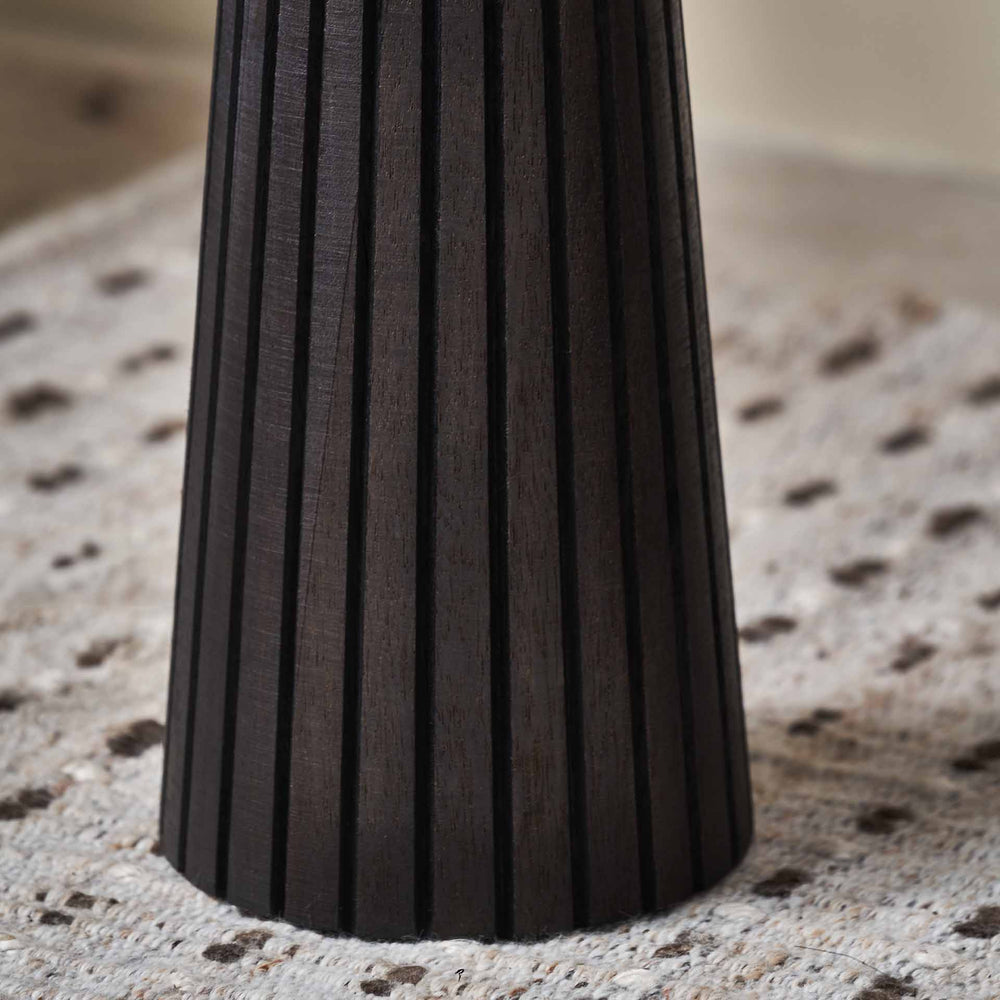 Palomina Black Ribbed Slim Wood Floor Lamp
