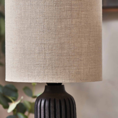 Palomina Black Ribbed Slim Wood Floor Lamp