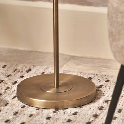 Mariana Matt Antique Brass and White Scallop Shaded Floor Lamp