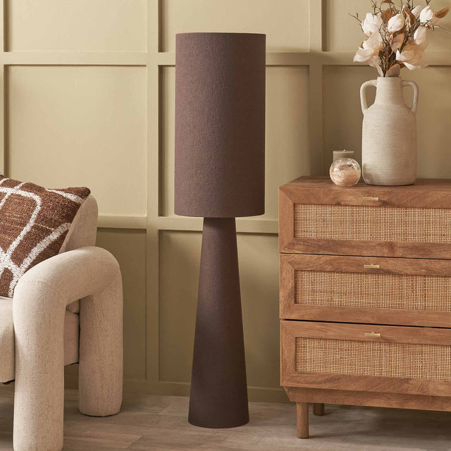 Carissa Chocolate Slubby Handloom Fabric Floor Lamp