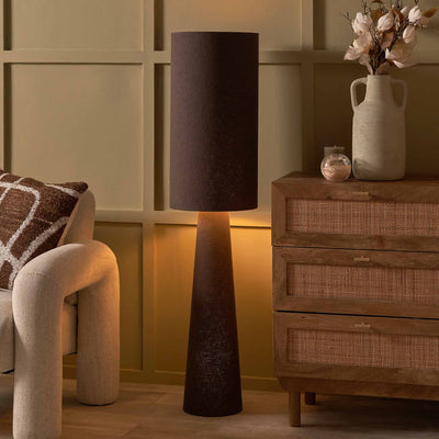 Carissa Chocolate Slubby Handloom Fabric Floor Lamp