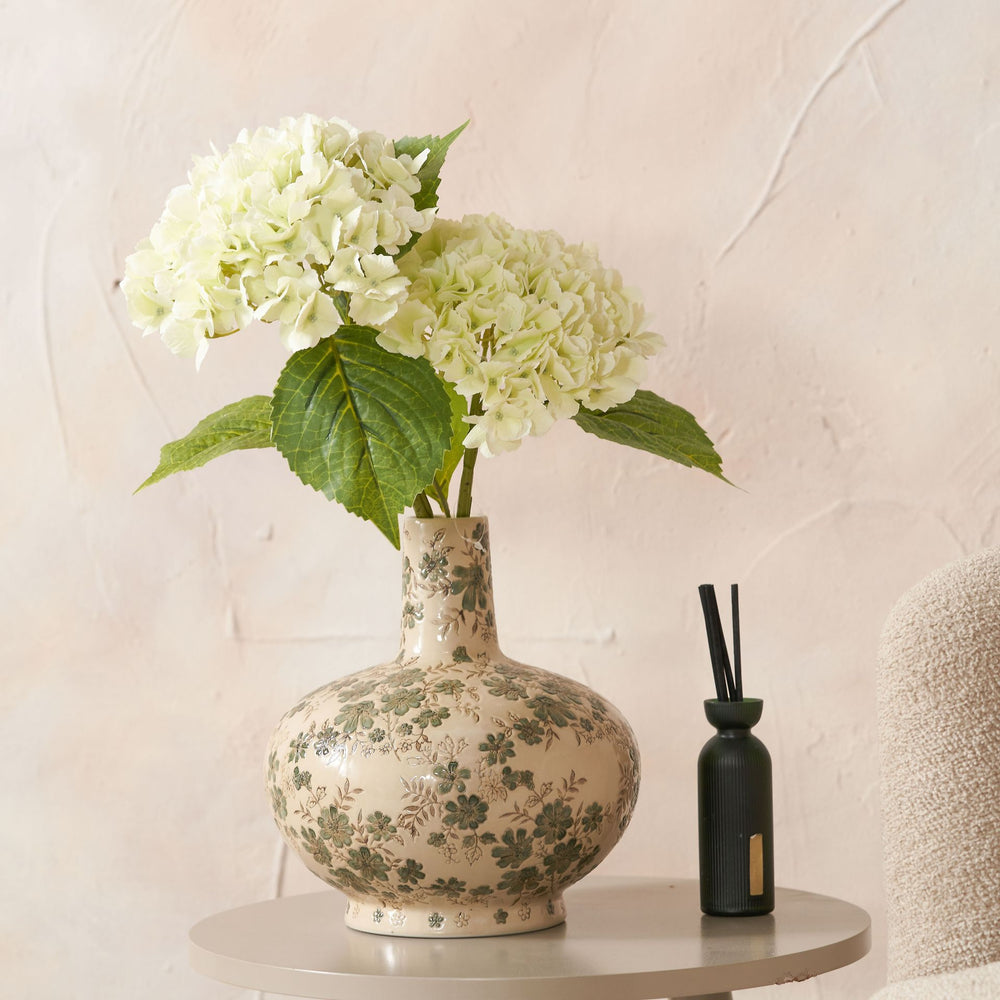 Clara Green Floral Ceramic Vase