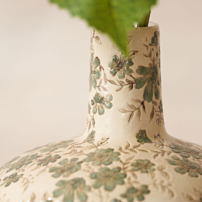 Clara Green Floral Ceramic Vase