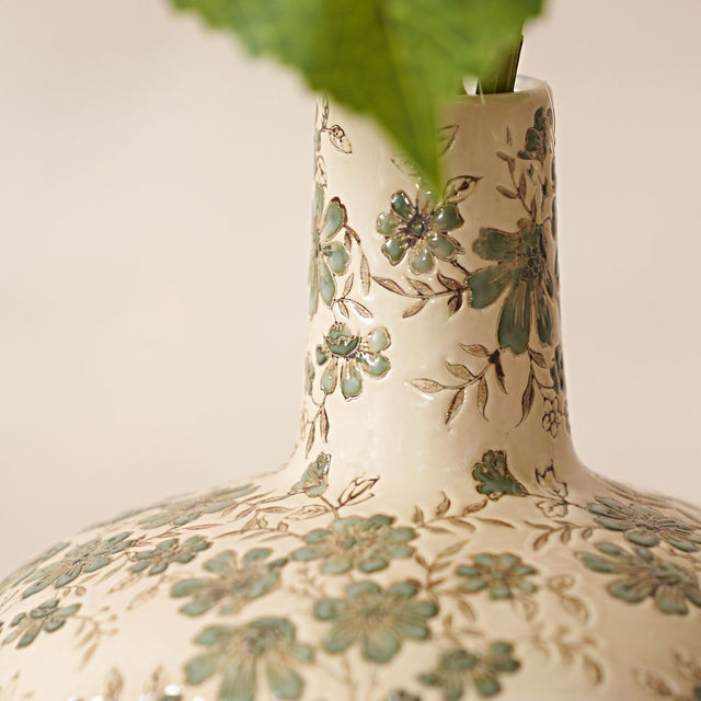 Clara Green Floral Ceramic Vase