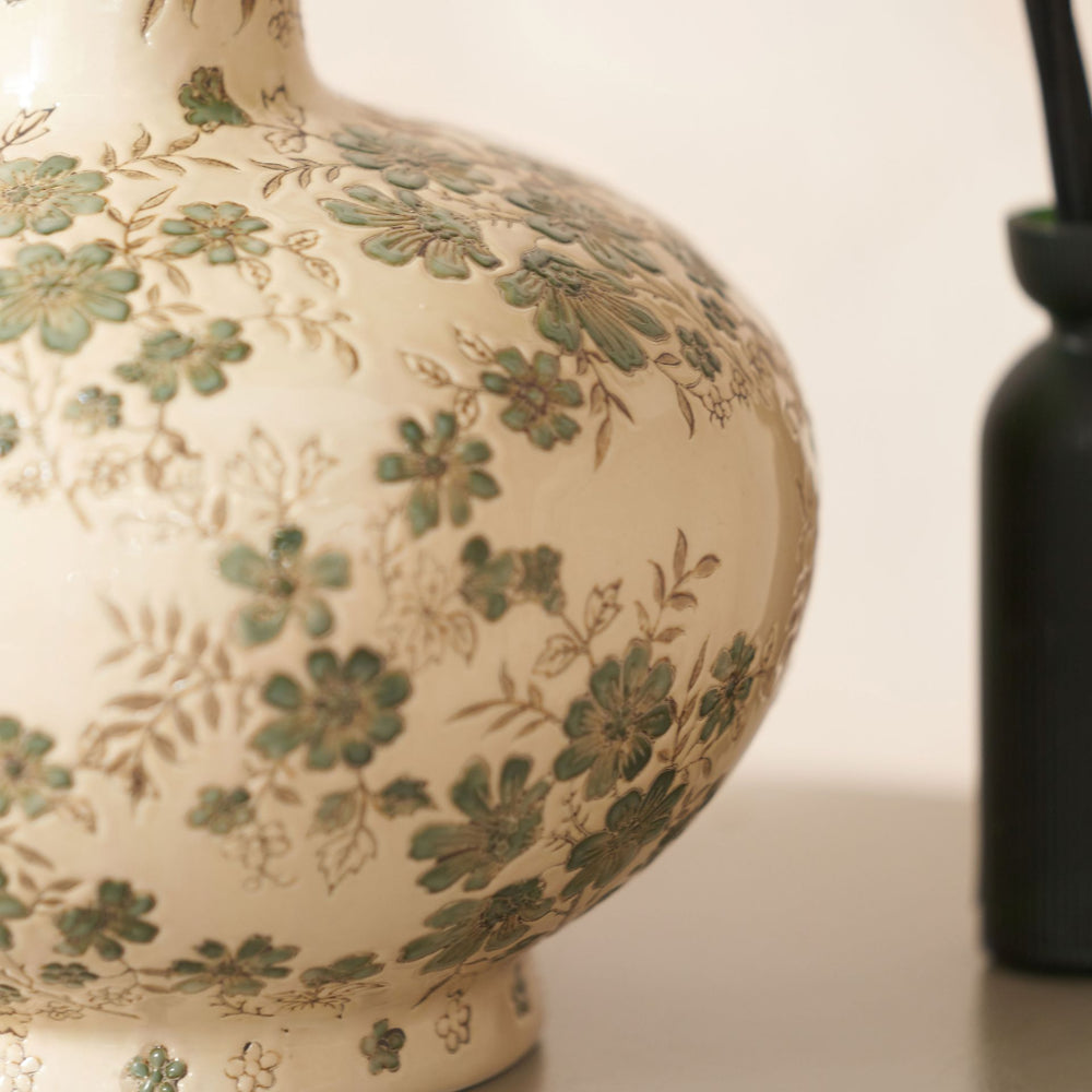 Clara Green Floral Ceramic Vase
