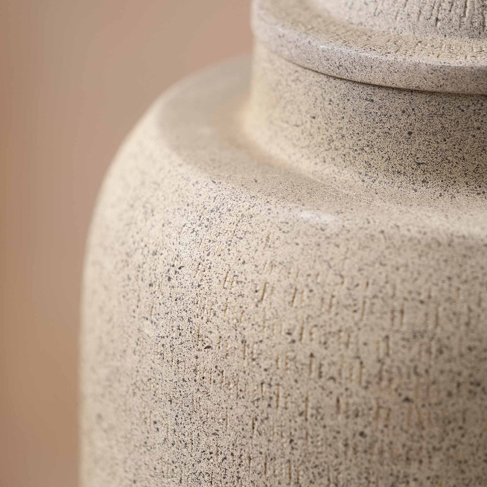 Aarti Stone Grey Hammered Urn Vase with Lid