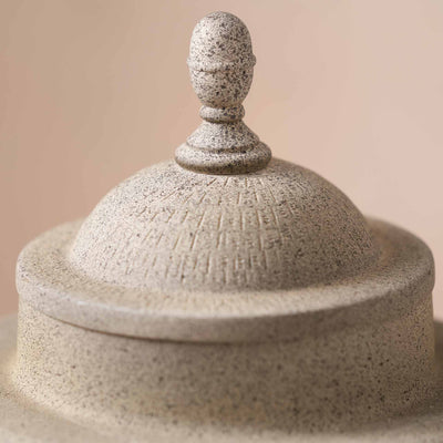 Aarti Stone Grey Hammered Urn Vase with Lid