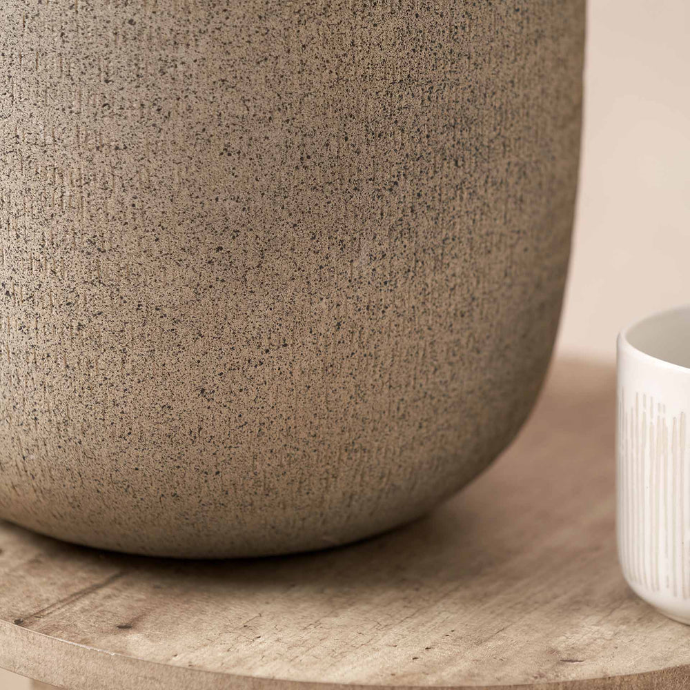 Aarti Stone Grey Hammered Urn Vase with Lid
