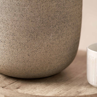 Aarti Stone Grey Hammered Urn Vase with Lid