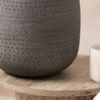 Aarti Charcoal Grey Hammered Urn Vase with Lid