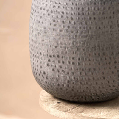 Aarti Charcoal Grey Hammered Urn Vase with Lid