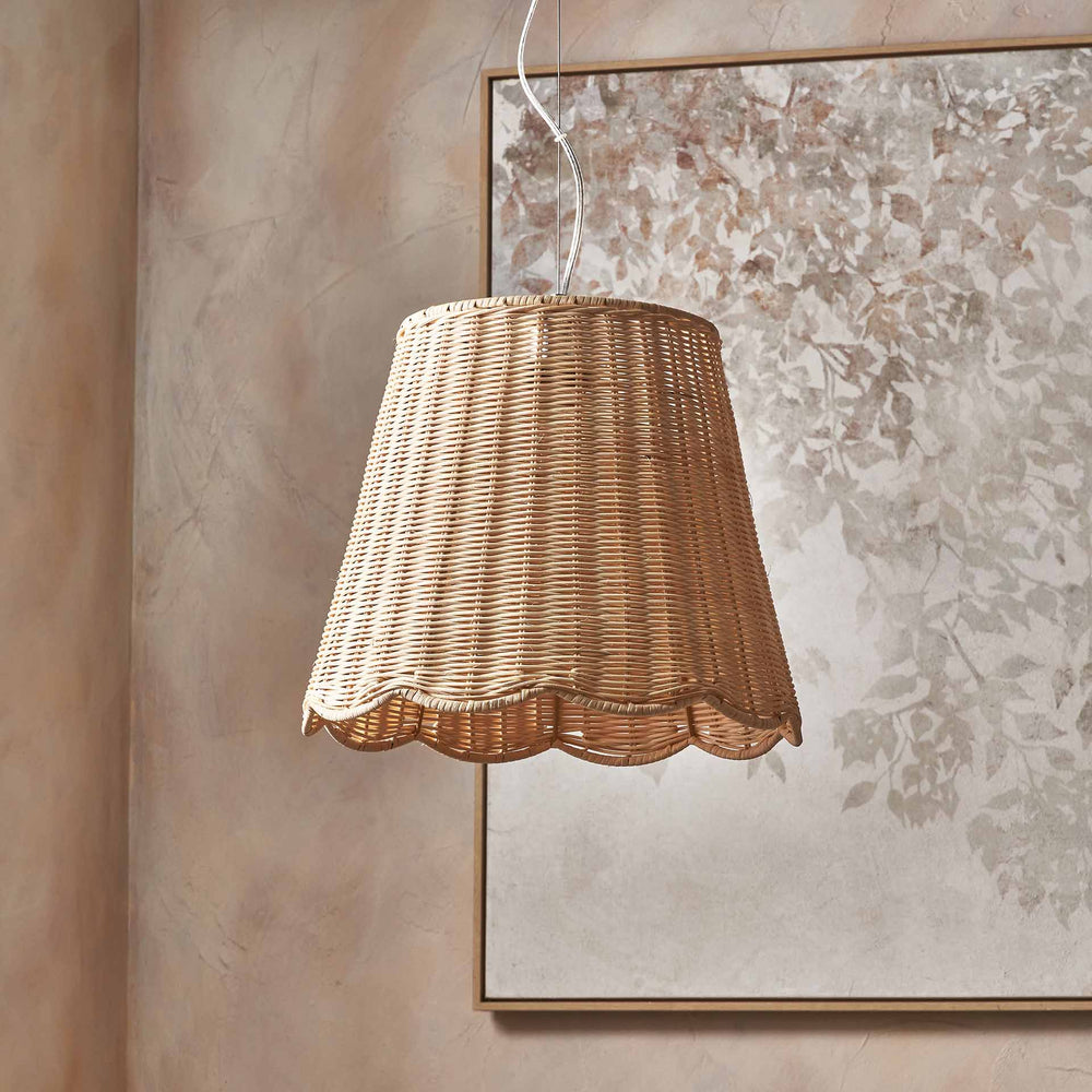 Avra Natural Rattan Scalloped Tapered Pendant