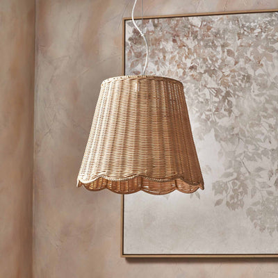 Avra Natural Rattan Scalloped Tapered Pendant