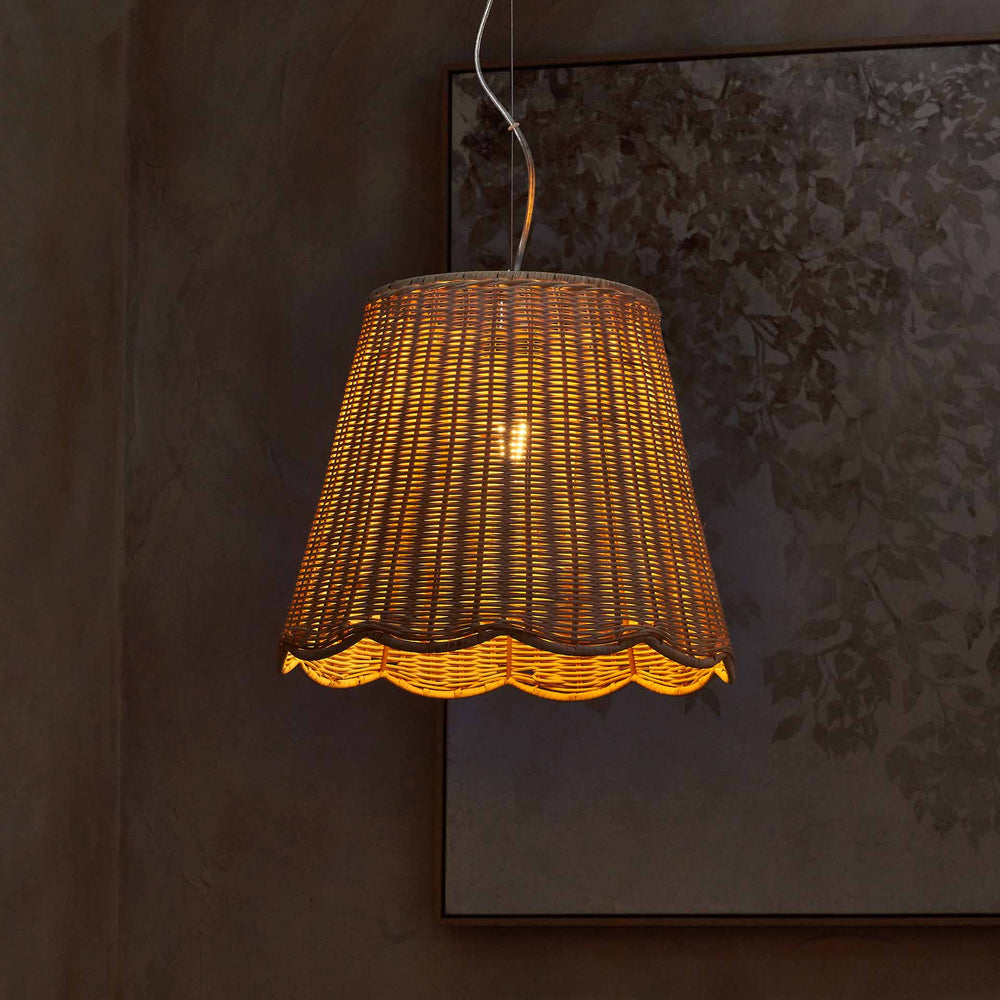 Avra Natural Rattan Scalloped Tapered Pendant