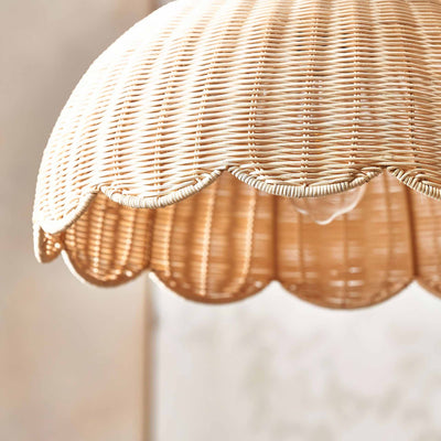Avra Natural Rattan Scalloped Dome Pendant