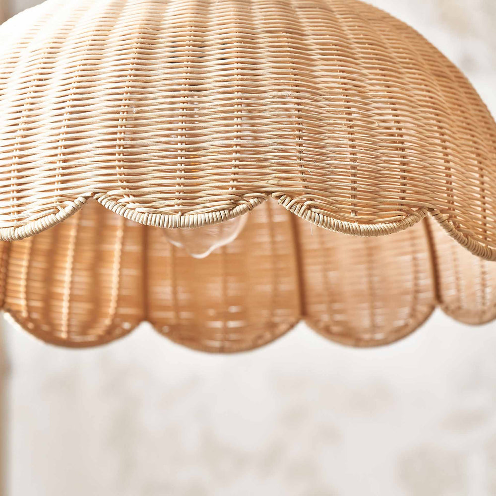 Avra Natural Rattan Scalloped Dome Pendant