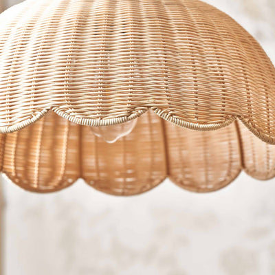 Avra Natural Rattan Scalloped Dome Pendant
