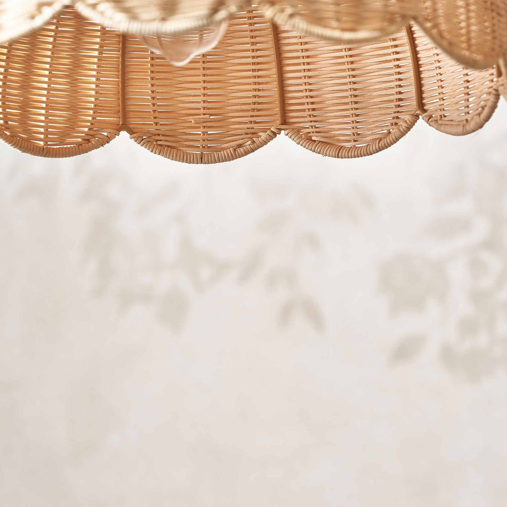 Avra Natural Rattan Scalloped Dome Pendant