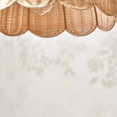 Avra Natural Rattan Scalloped Dome Pendant