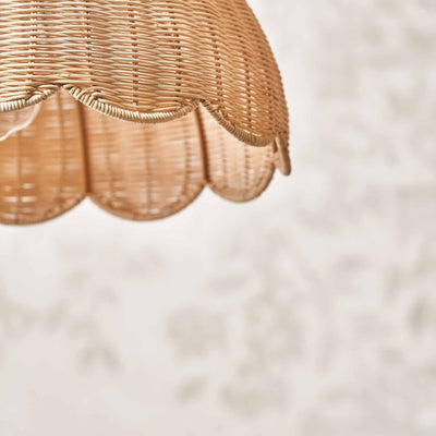 Avra Natural Rattan Scalloped Dome Pendant