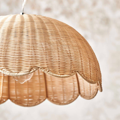 Avra Natural Rattan Scalloped Dome Pendant