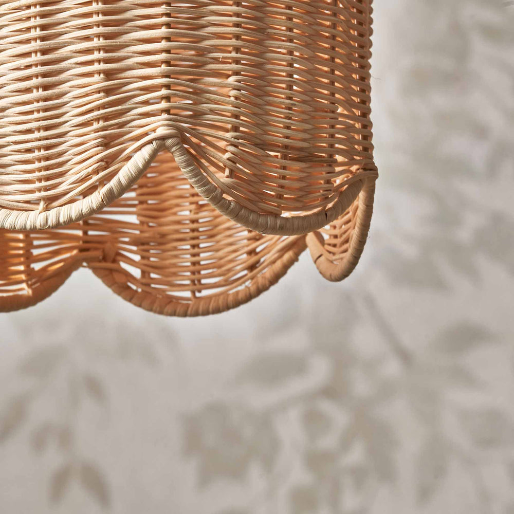 Avra Natural Rattan Tall Scalloped Dome Pendant