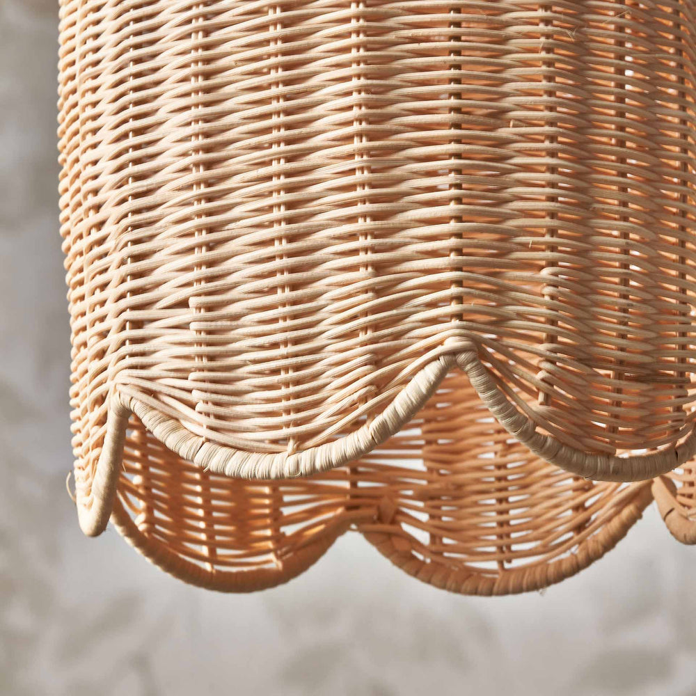Avra Natural Rattan Tall Scalloped Dome Pendant