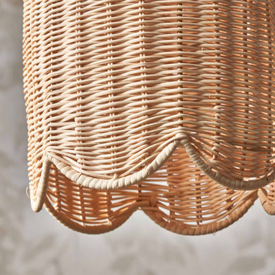Avra Natural Rattan Tall Scalloped Dome Pendant