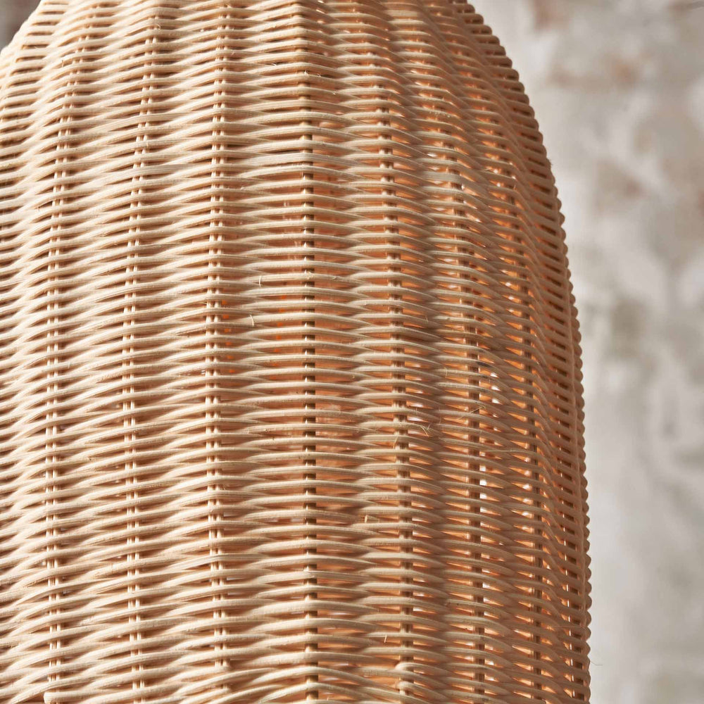 Avra Natural Rattan Tall Scalloped Dome Pendant