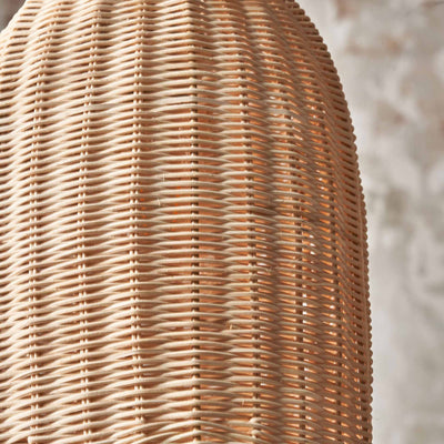 Avra Natural Rattan Tall Scalloped Dome Pendant