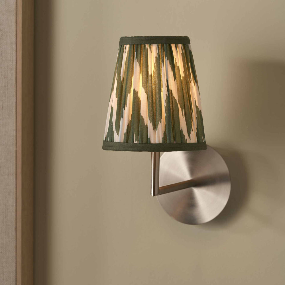 Kahlia Sage Chevron Cotton Patterned Mushroom Pleat Tapered Lampshade
