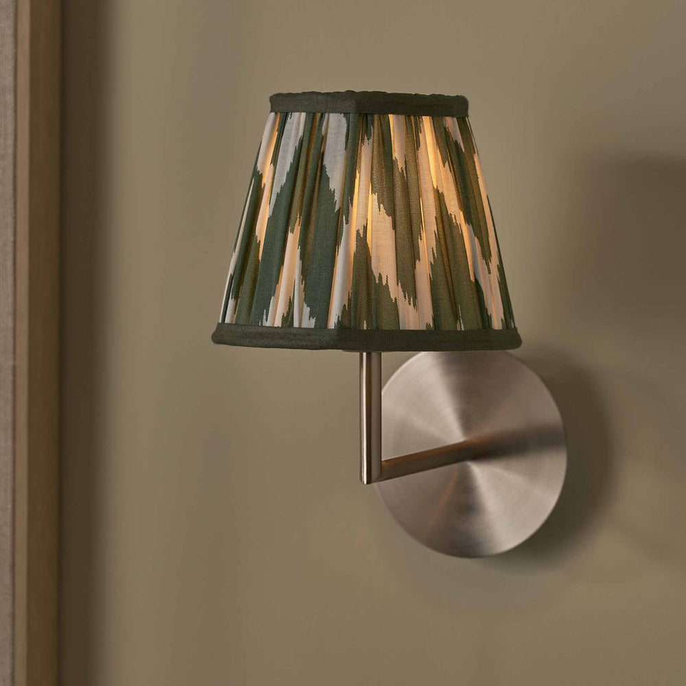 Kahlia Sage Chevron Cotton Patterned Mushroom Pleat Tapered Lampshade