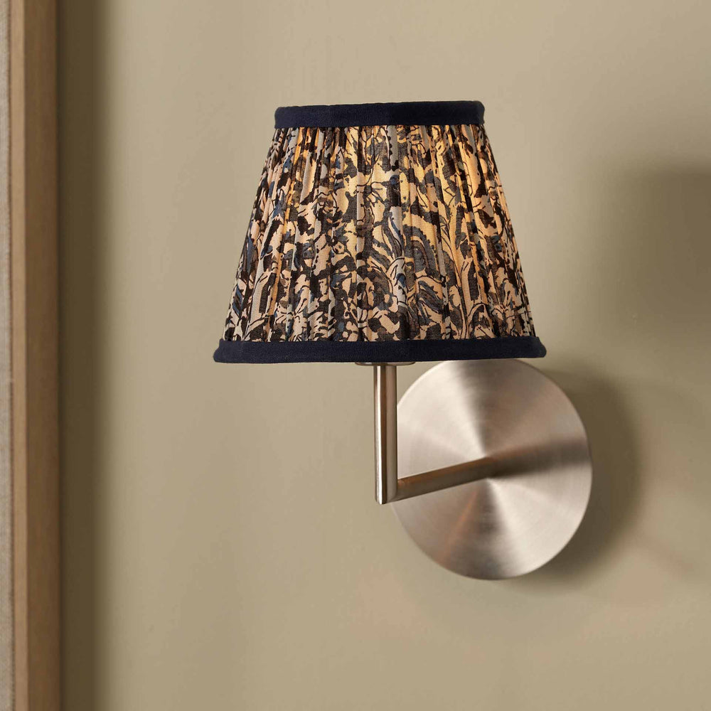 Gisella Blue Floral Cotton Mushroom Pleat Empire Lampshade