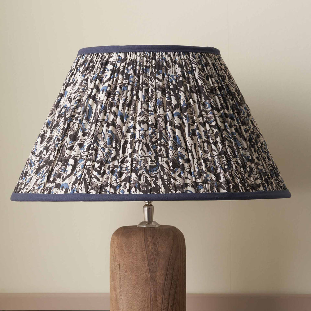 Gisella Blue Floral Cotton Mushroom Pleat Empire Lampshade