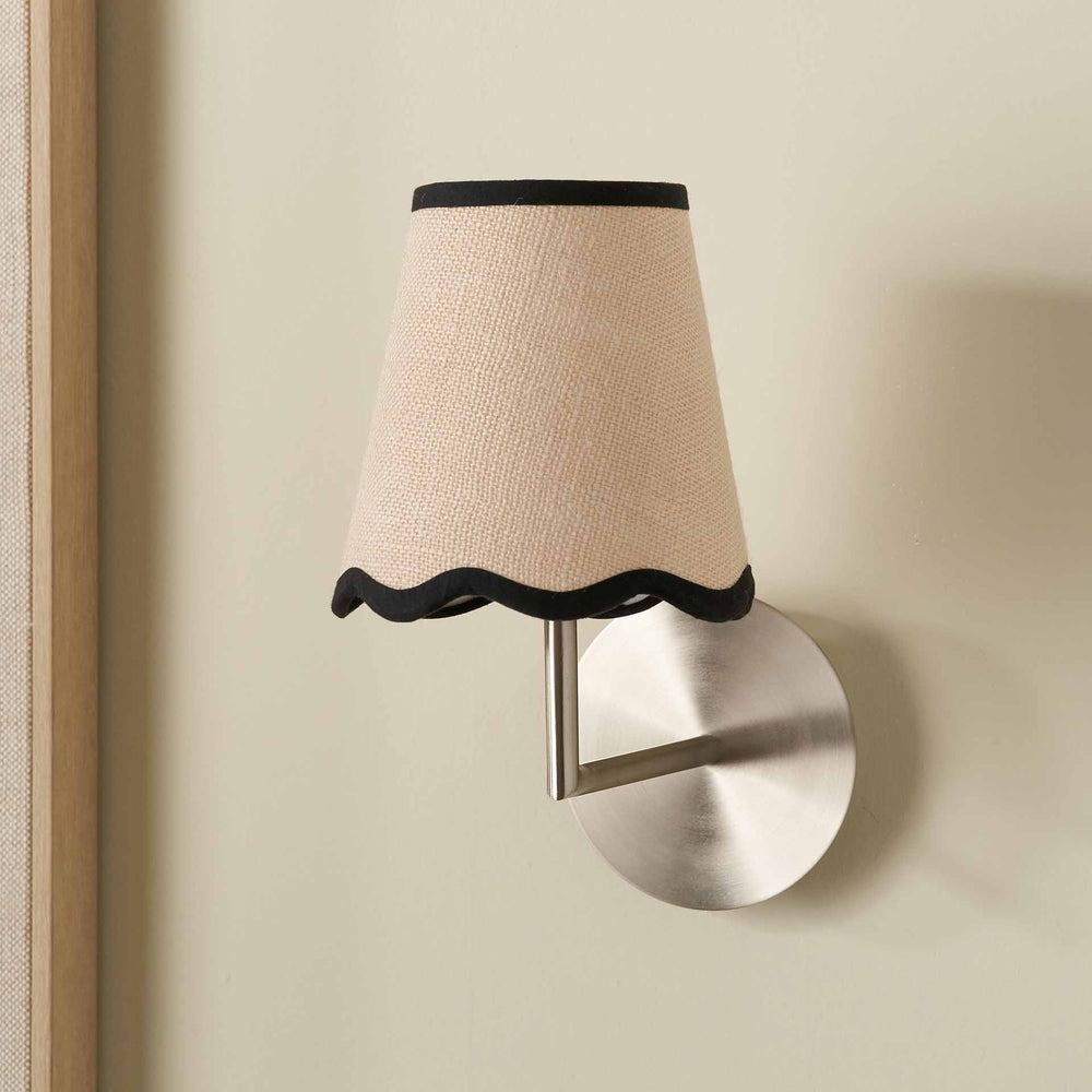 Liana Cream Jute Scalloped Edge Tapered Lampshade with Contrast Binding