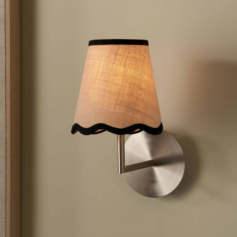 Liana Cream Jute Scalloped Edge Tapered Lampshade with Contrast Binding