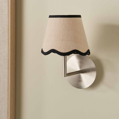 Liana Cream Jute Scalloped Edge Tapered Lampshade with Contrast Binding
