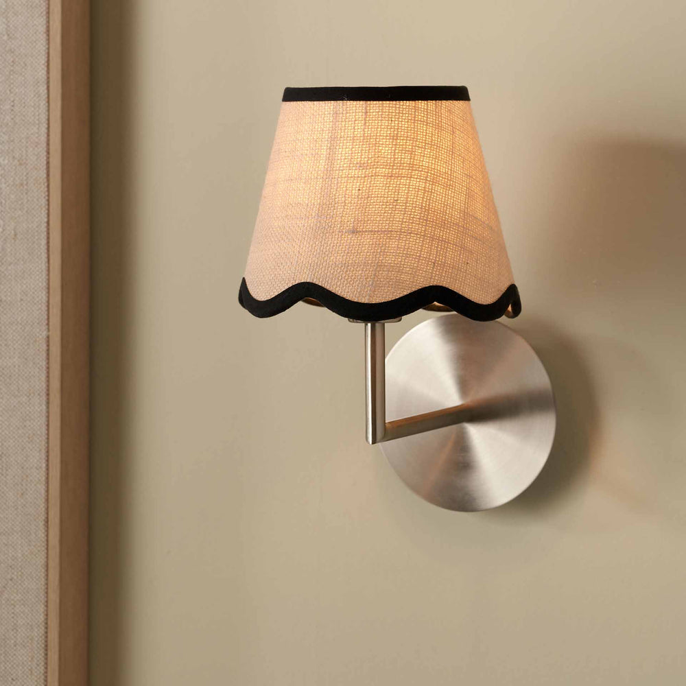 Liana Cream Jute Scalloped Edge Tapered Lampshade with Contrast Binding