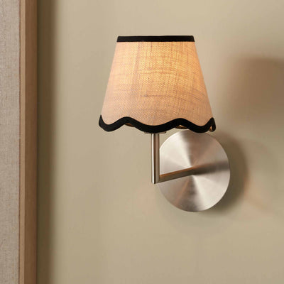 Liana Cream Jute Scalloped Edge Tapered Lampshade with Contrast Binding