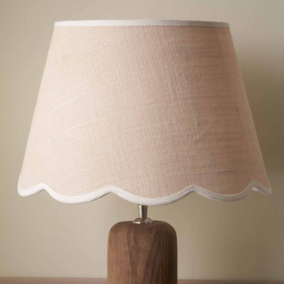 Liana Cream Jute Scalloped Edge Tapered Lampshade with Cream Binding