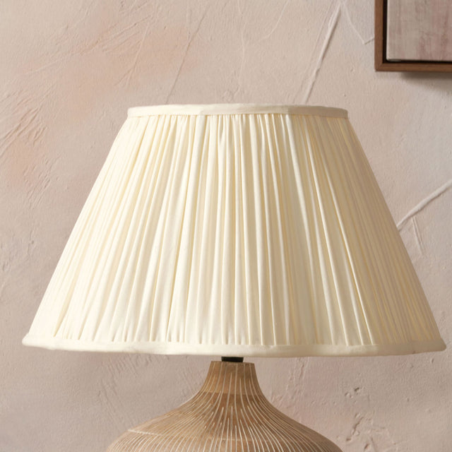 Maressa Cream Cotton Mushroom Pleat Scalloped Tapered Lampshade