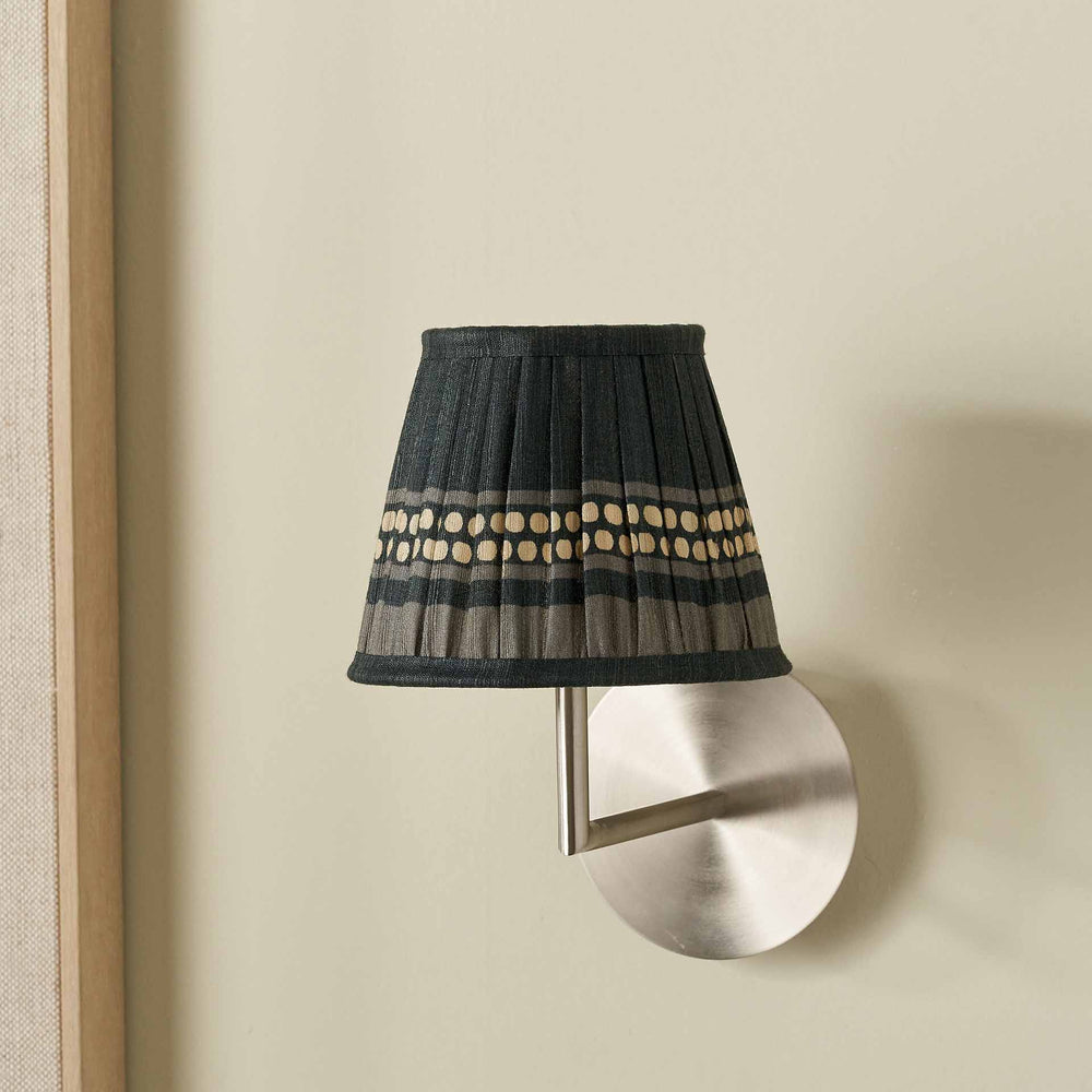Tamala Black Silk Border Print Mushroom Pleat Tapered Lampshade