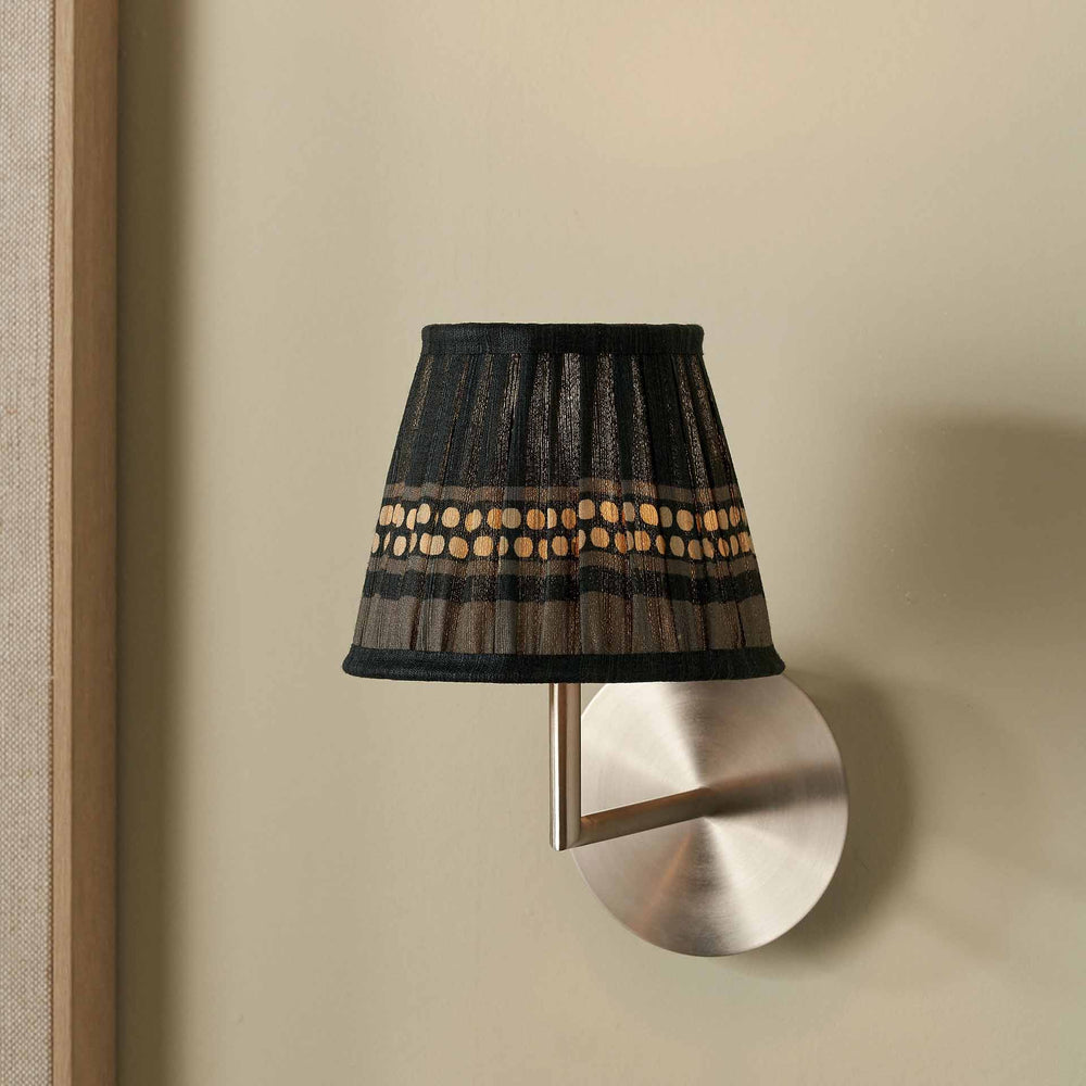 Tamala Black Silk Border Print Mushroom Pleat Tapered Lampshade